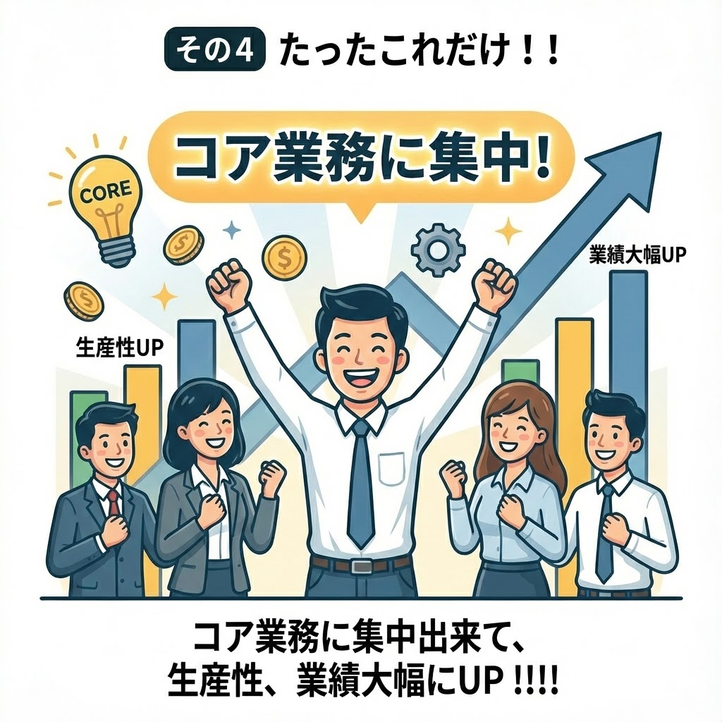 コア業務に集中 - 生産性、業績大幅にUP