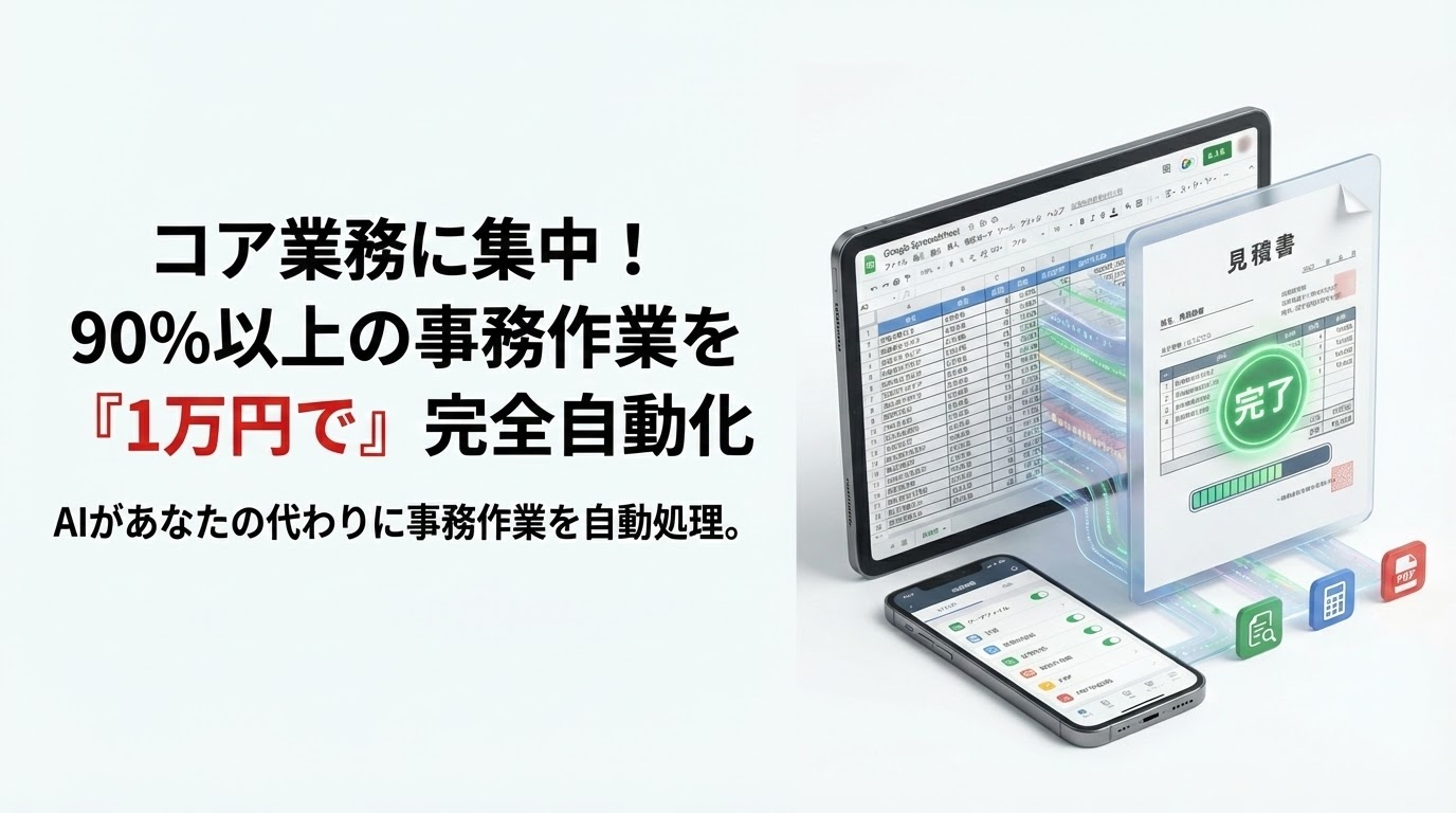AI業務自動化ツールのメインビジュアル - 事務作業を90%以上自動化
